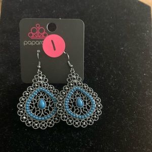 Teardrop silver and turquoise earrings
